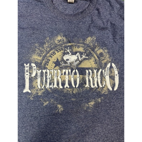 Gildan Puerto Rico Heather Gray Men's T Shirt Tee Size Large Frog Logo Vacation - Picture 2 of 5